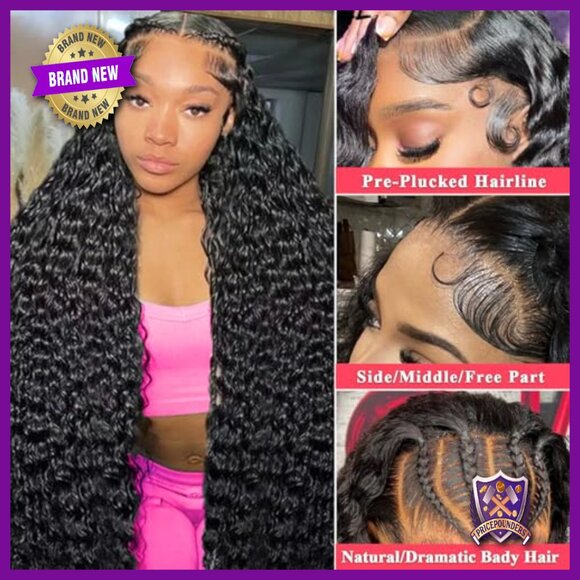 30 Inch Deep Wave Lace Front Wig Human Hair 13x6 HD Transparent
